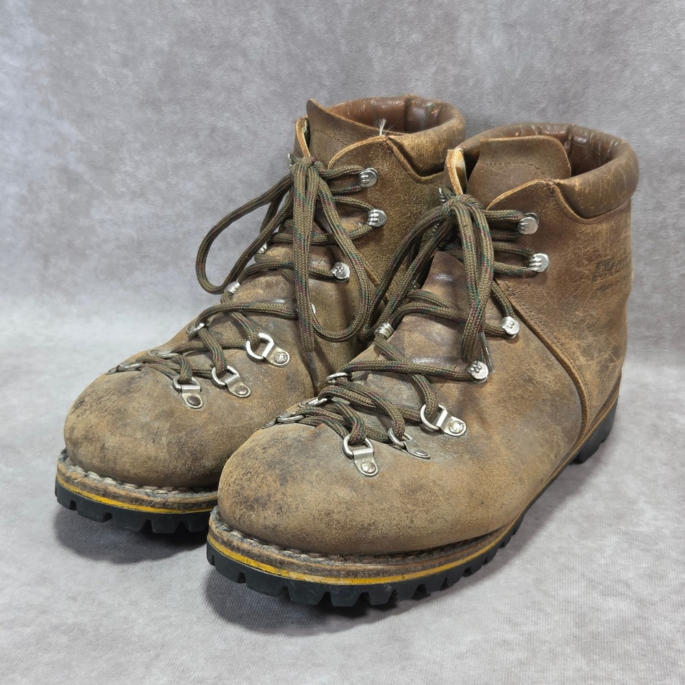 Raichle 7163 Brown Leather Hiking Mountaineering Boots Vibram Swiss Made 12 M